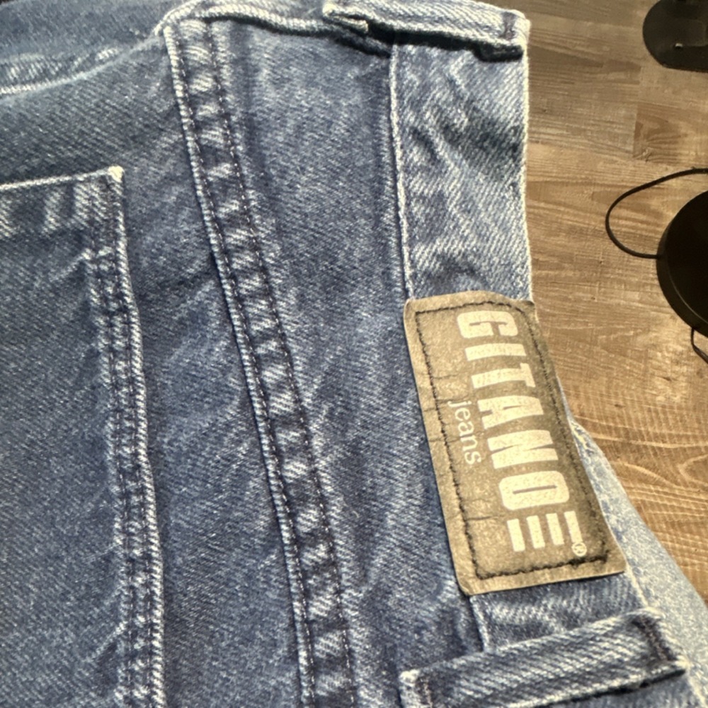 Vintage Gitano Blue Denim Jeans womens Zip Button 5-Pocket Solid 100% Cotton